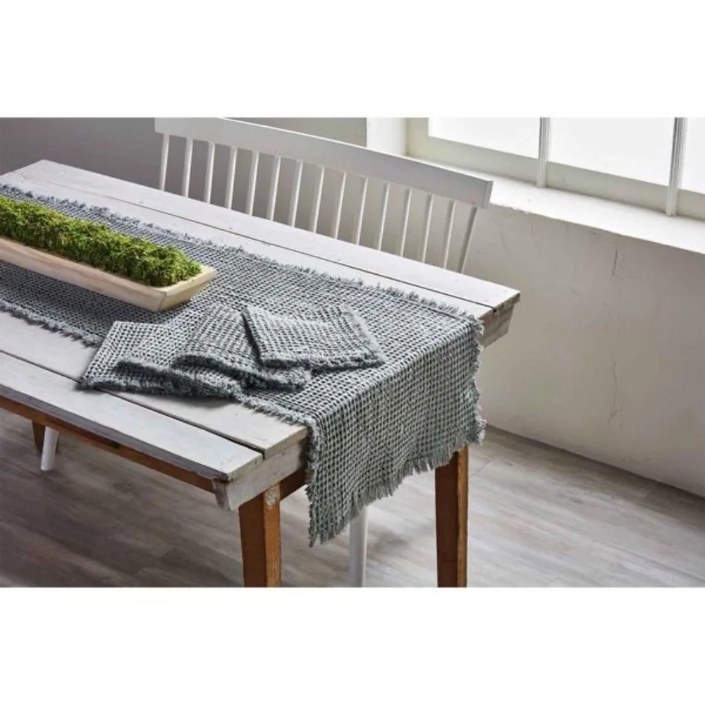 Mud Pie Gray Waffle Weave Cotton Napkin Set of 4